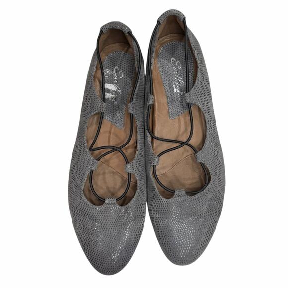 Earthies Essen Ballet Flat Shoes Womens 12 B Gray Suede Elastic Strap Feminine - Picture 3 of 14